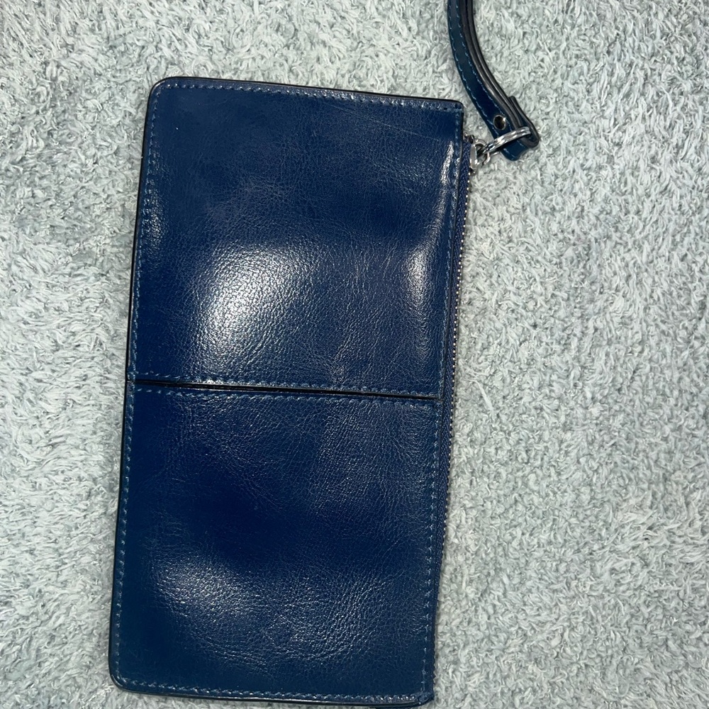 Navy Blue Leather Wristlet